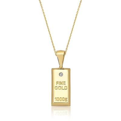 1000 Gram Orta Boy Külçe Altın Kolye Ucu - 2
