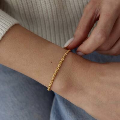 Altın 2 mm Halat Bileklik - 3