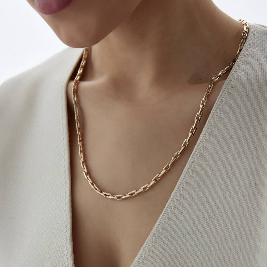 Altın Dikdörtgen Ataş Zincir - Semih Haşhaş Kuyumculuk