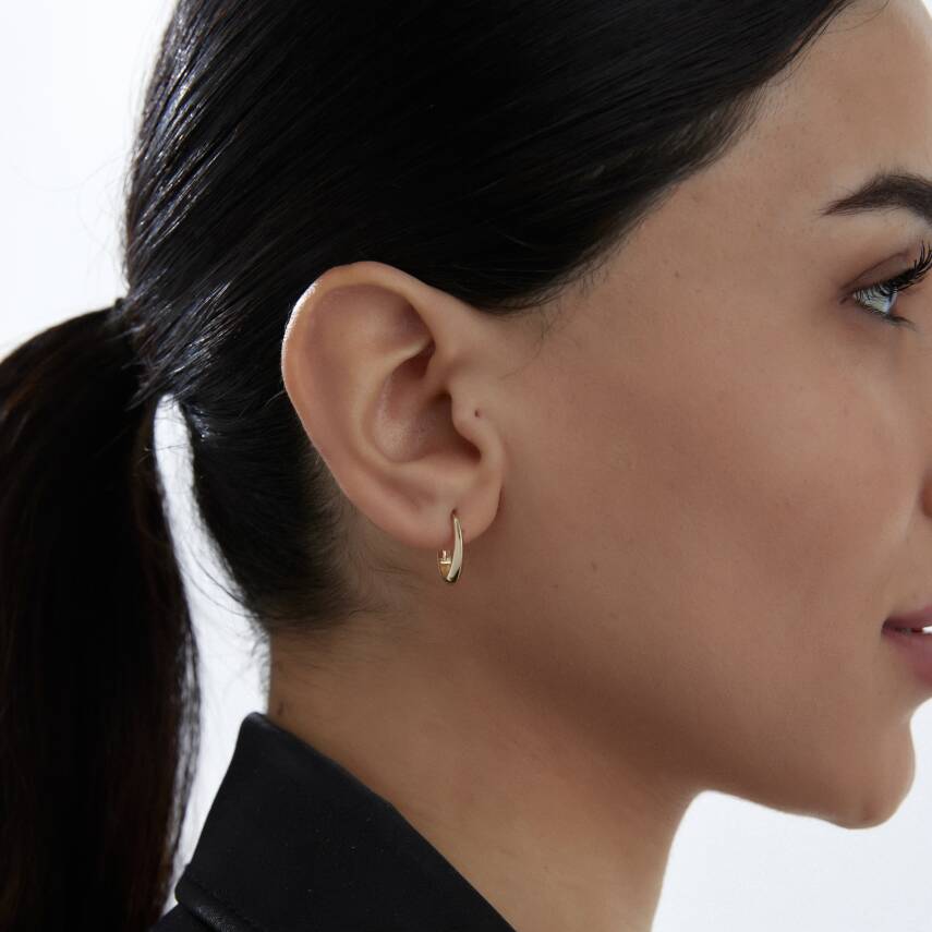 Altın Elips Küpe - 2