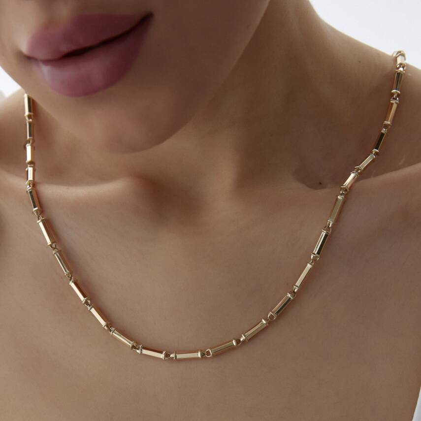 Altın Geometrik Silindir Zincir - Semih Haşhaş Kuyumculuk