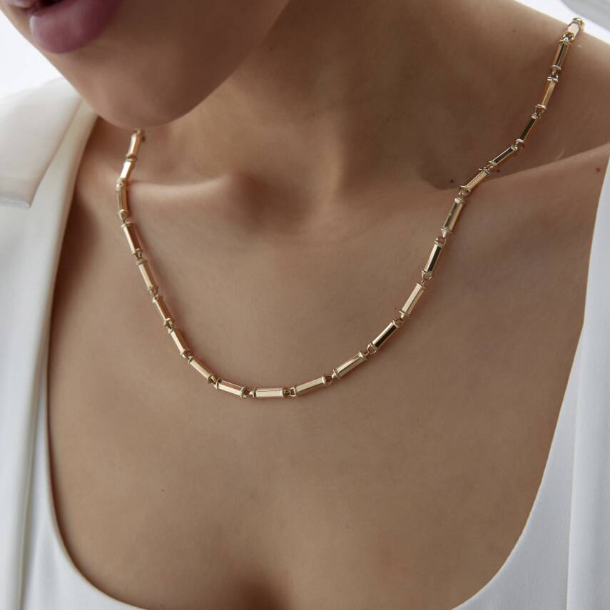 Altın Geometrik Silindir Zincir - Semih Haşhaş Kuyumculuk (1)