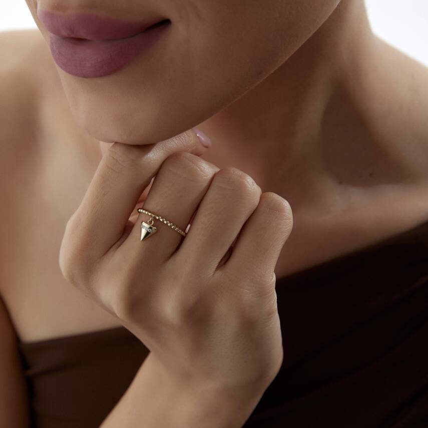 Altın Piramit Ring Sallantılı Yüzük - 1
