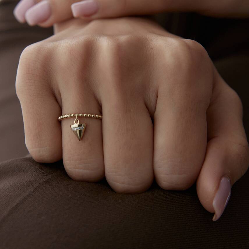 Altın Piramit Ring Sallantılı Yüzük - 3