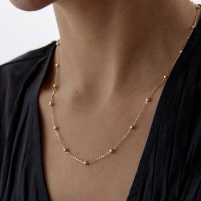 Altın Toplu İnce Zincir - 1