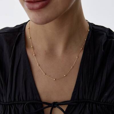 Altın Toplu İnce Zincir - 3