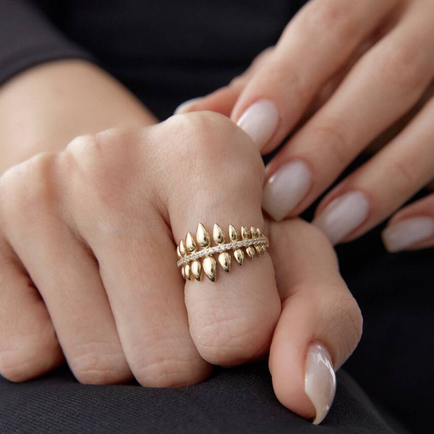 Altın Yaprak Yüzük - Semih Haşhaş Kuyumculuk