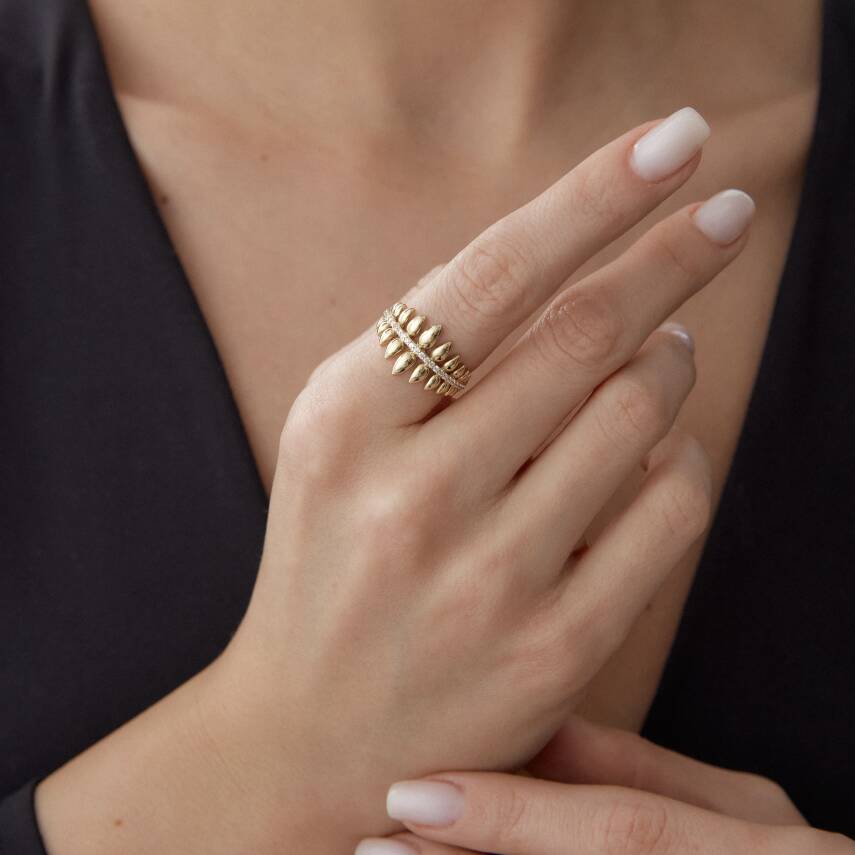 Altın Yaprak Yüzük - Semih Haşhaş Kuyumculuk (1)