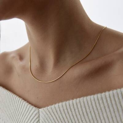 Altın Yuvarlak Balıksırtı Zincir - 1