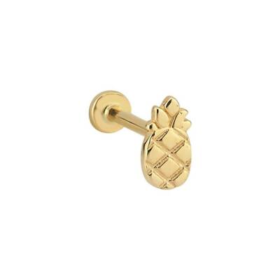 Ananas Altın Tragus Piercing - 1