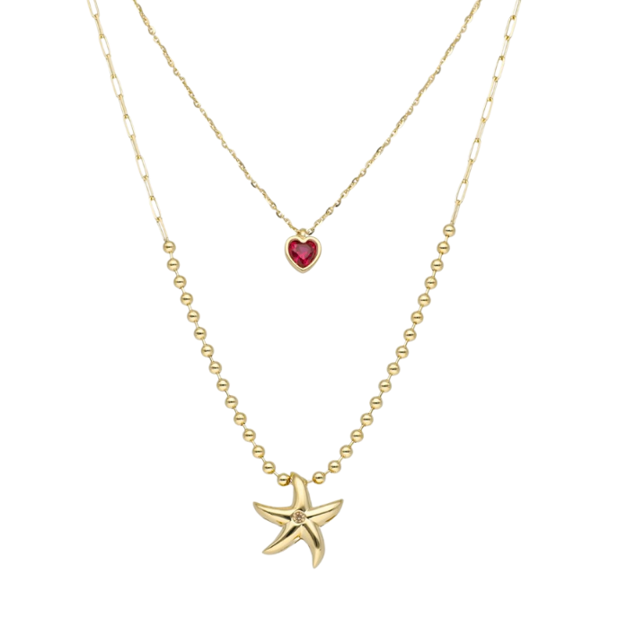 Aqualis Kalpli Deniz Yıldızı Altın Cetaş Kolye - Cetaş 