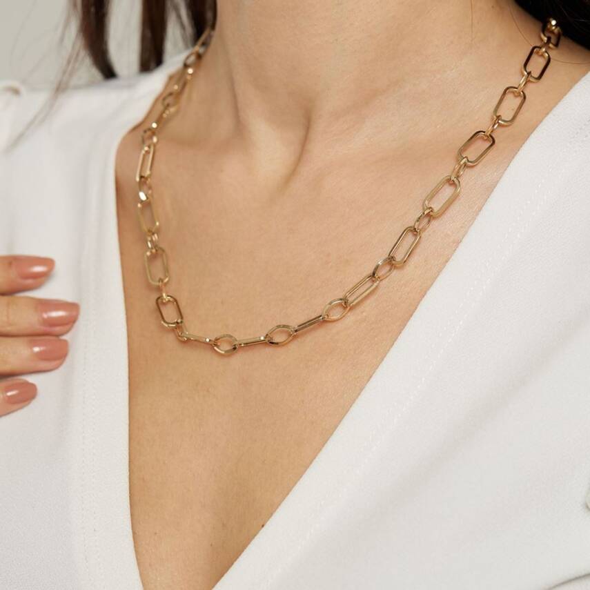 Ataç Ve Oval Zincirli Altın Kolye - Semih Haşhaş Kuyumculuk