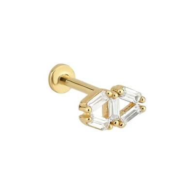 Baget Taşlı Altın Tragus Piercing - 1