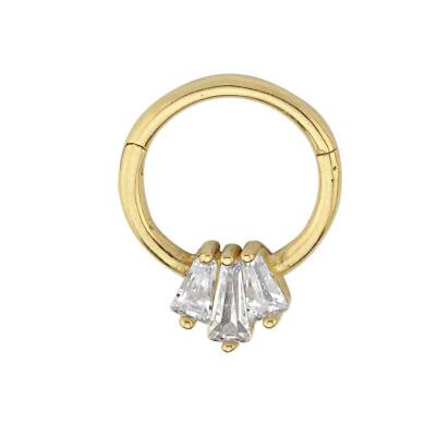Baget Taşlı Tria Altın Helix Piercing - 1