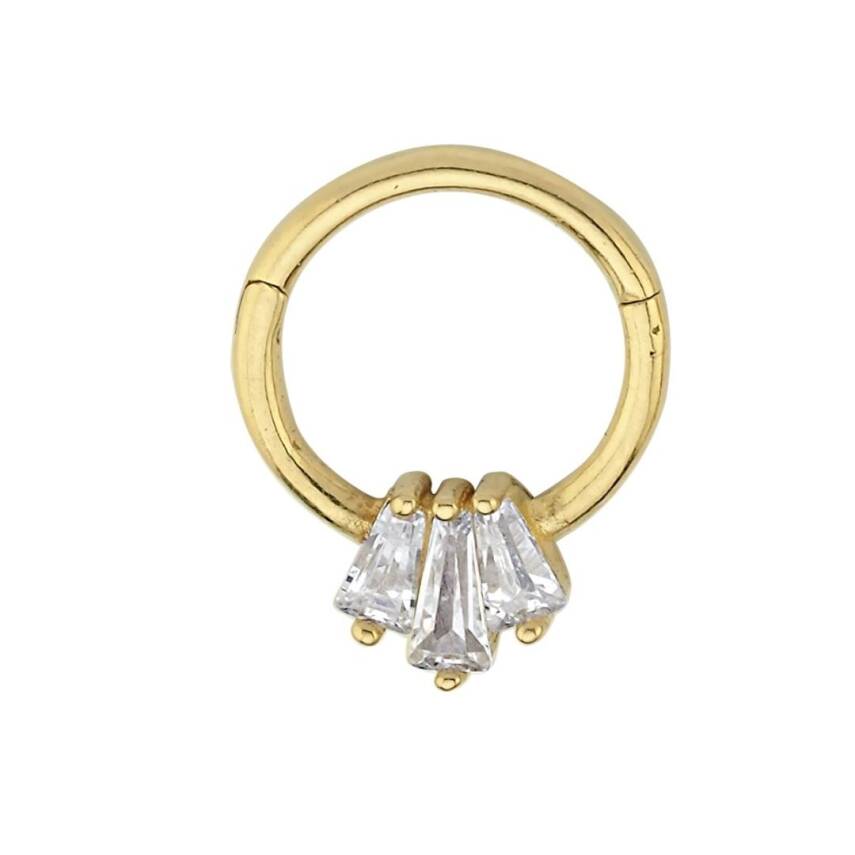 Baget Taşlı Tria Altın Helix Piercing - 1