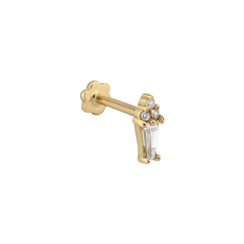 Baget Taşlı Tria Altın Tragus Piercing - 1