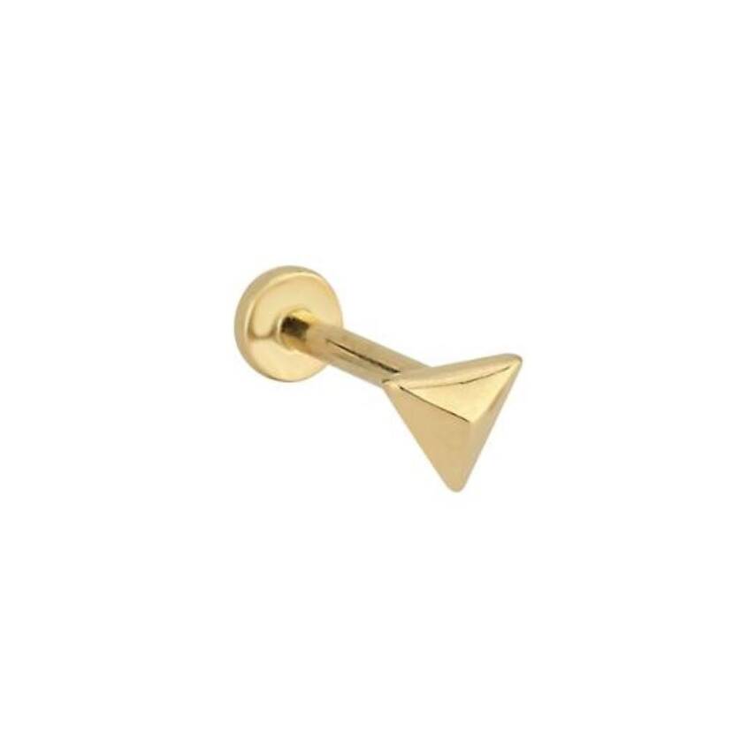 Bombeli Üçgen Altın Tragus Piercing - 1