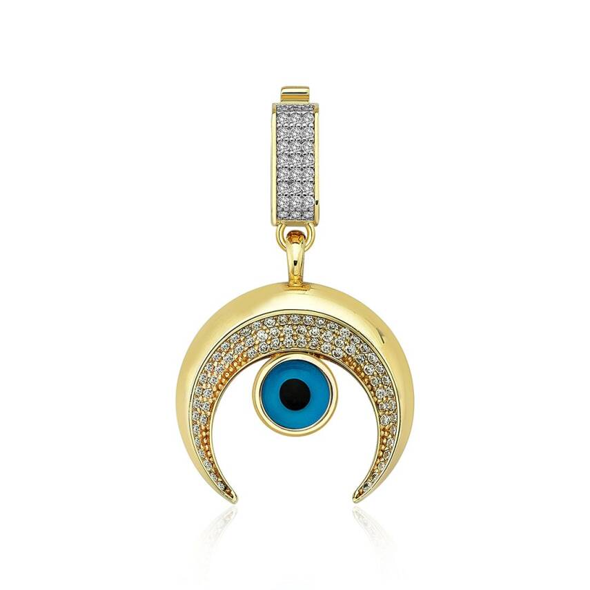 Çağla X Ema Nazar Boncuklu Taşlı Hilal Charm - 3