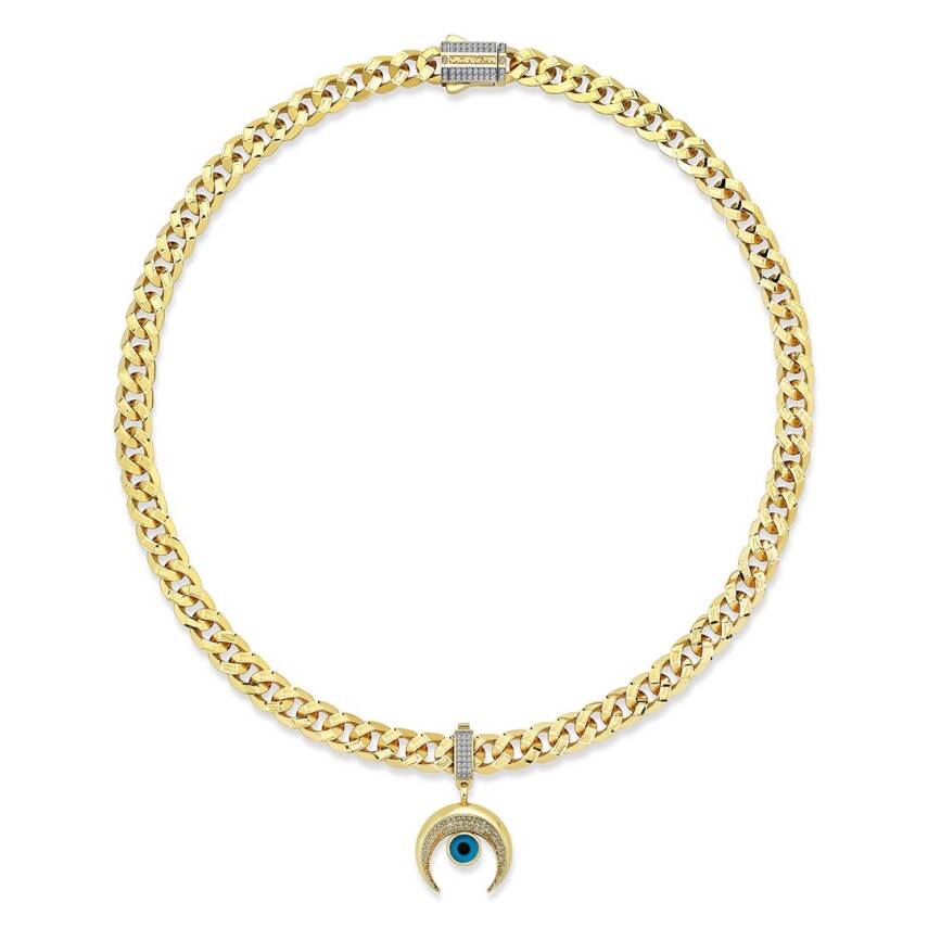 Çağla X Ema Nazar Boncuklu Taşlı Hilal Charm - 4