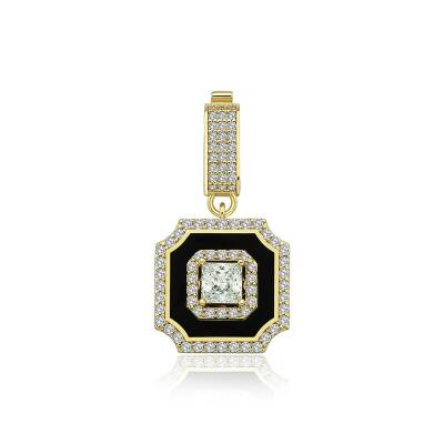 Çağla X Ema Siyah Mineli Taşlı Kare Charm - 3