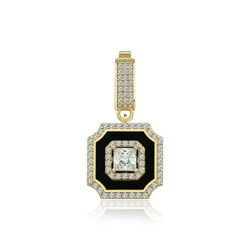Çağla X Ema Siyah Mineli Taşlı Kare Charm - 3