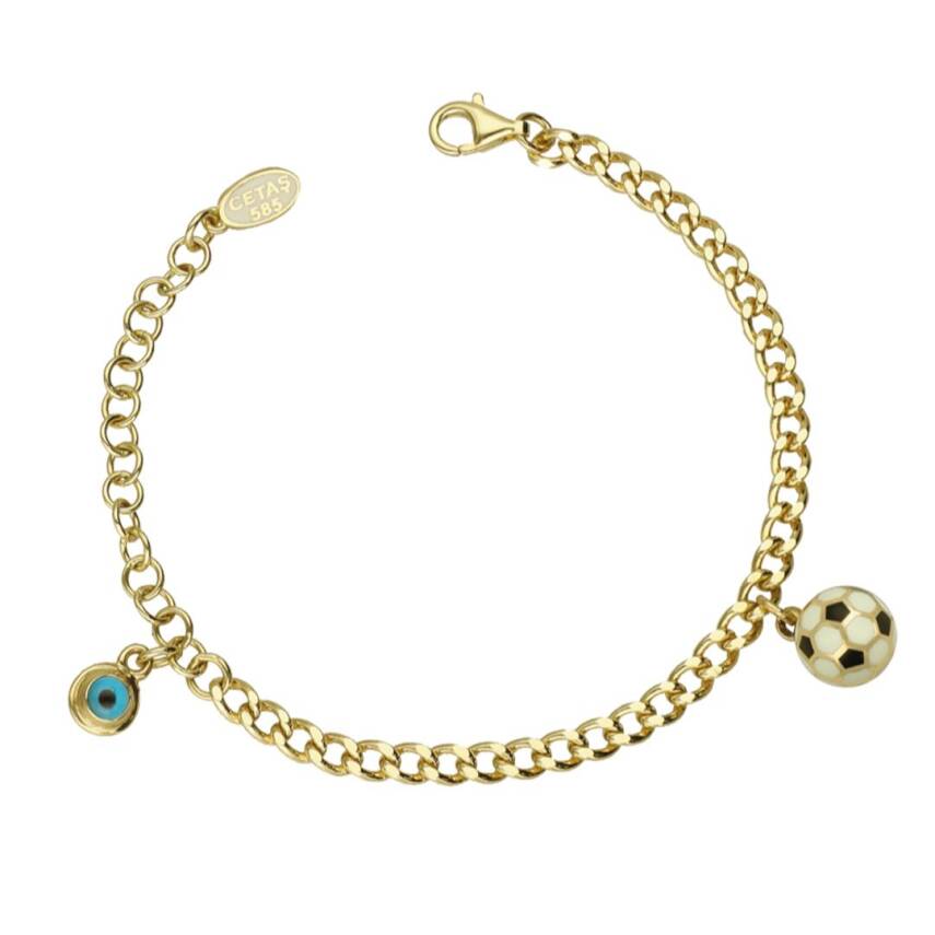 Cetaş Beşiktaş Top Ve Nazar Boncuklu Altın Çocuk Bileklik - CETAŞ