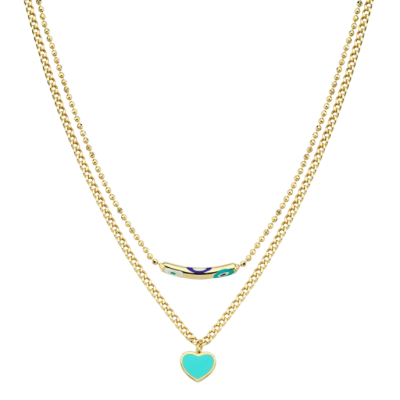 Cetaş Fortuna Turkuaz Mineli Altın Kalp Kolye - Cetaş 