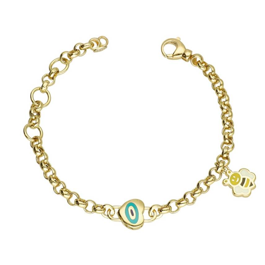 Cetaş Mineli Arı ve Kalpli Altın Çocuk Bileklik - CETAŞ