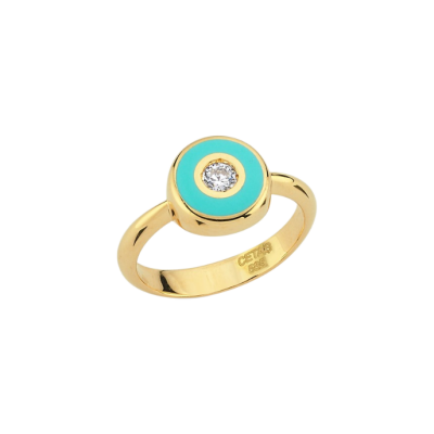 Cetaş Minima Turkuaz Mineli Altın Göz Yüzük - Cetaş 