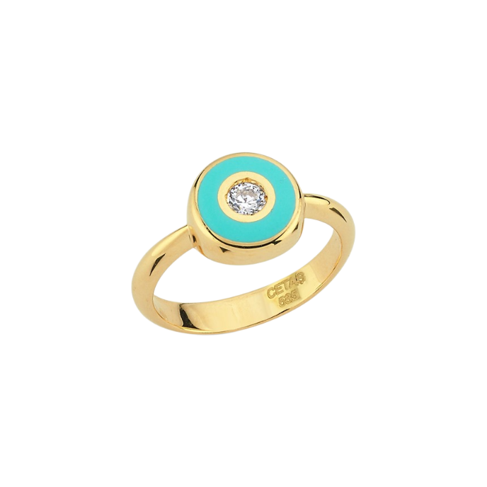 Cetaş Minima Turkuaz Mineli Altın Göz Yüzük - 1