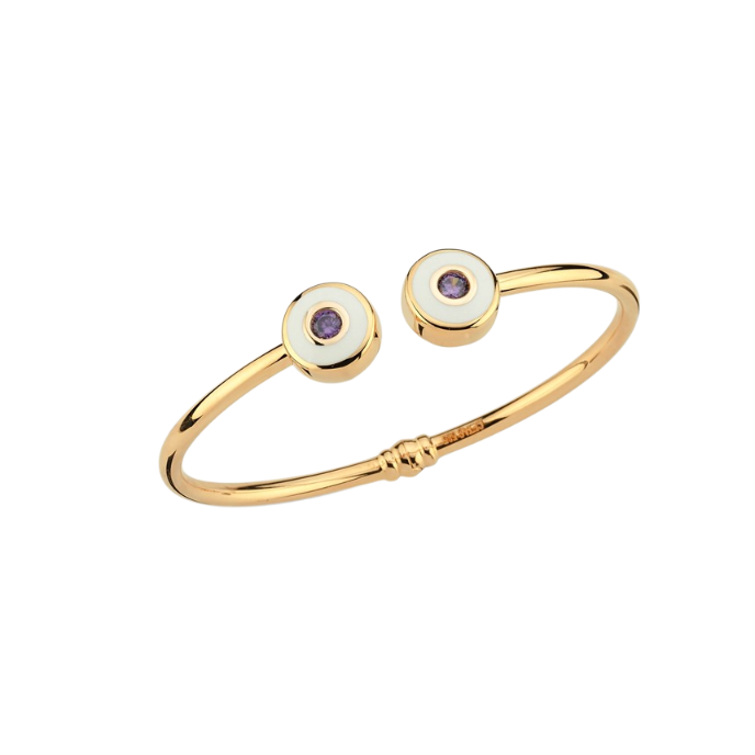 Cetaş Minima Beyaz Mineli Altın İkili Göz Kelepçe - Cetaş 