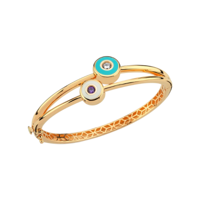 Cetaş Minima Turkuaz-Beyaz Mineli Altın Göz Kelepçe - Cetaş 