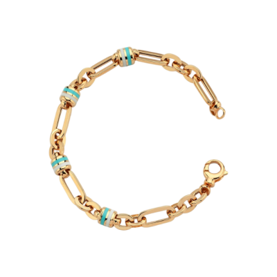 Cetaş Minima Turkuaz-Beyaz Mineli Altın Silindir Bileklik - 1