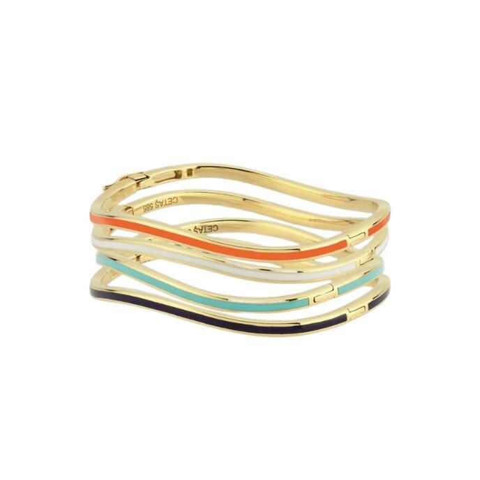 Cetaş Minima Turkuaz Mineli Altın Dalga Kelepçe - Cetaş (1)