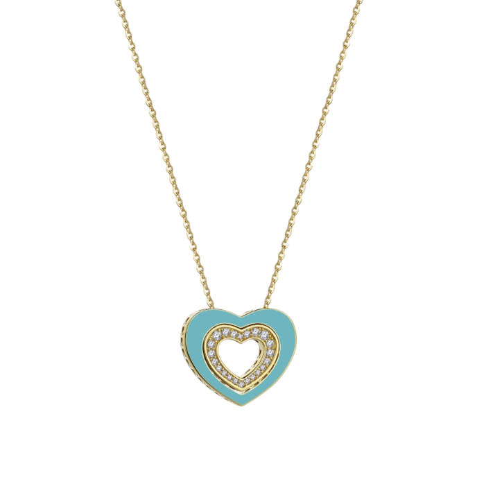 Cetaş Minima Turkuaz Mineli Altın Kalp Kolye - 1
