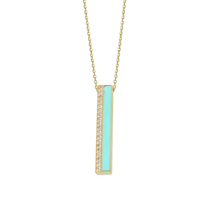 Cetaş Minima Turkuaz Mineli Altın Taşlı Kolye - 1