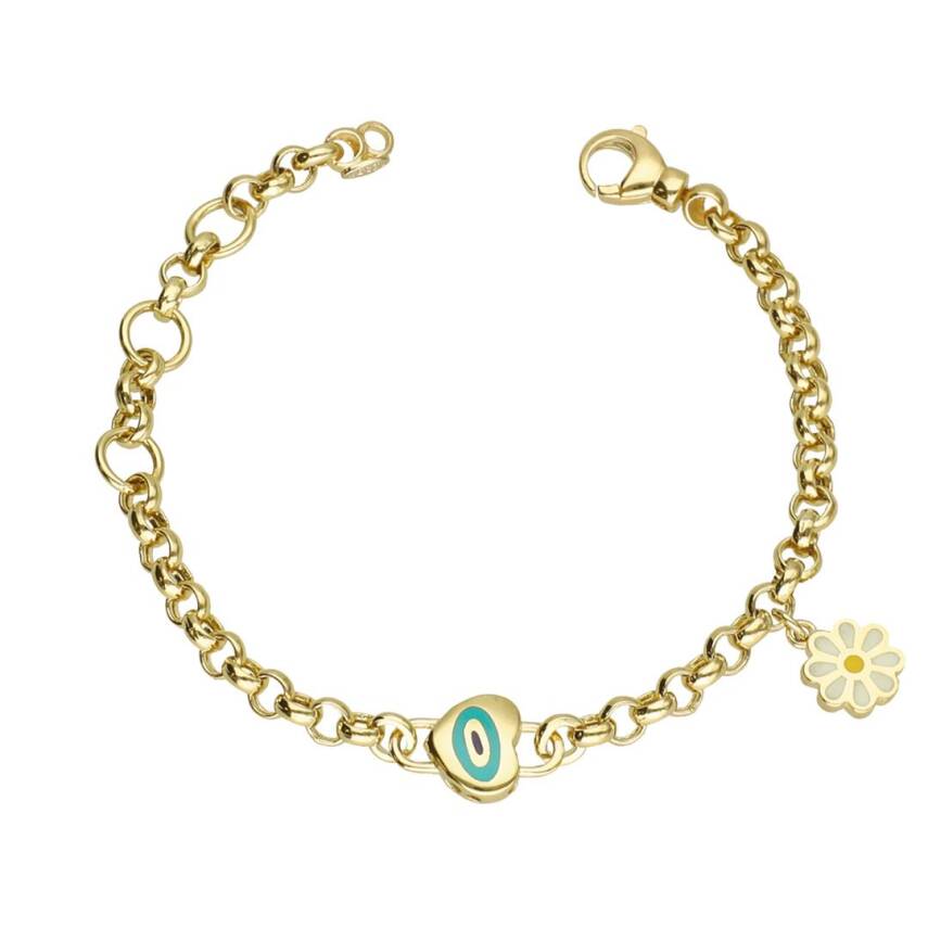 Cetaş Papatya Ve Kalpli Altın Çocuk Bileklik - CETAŞ