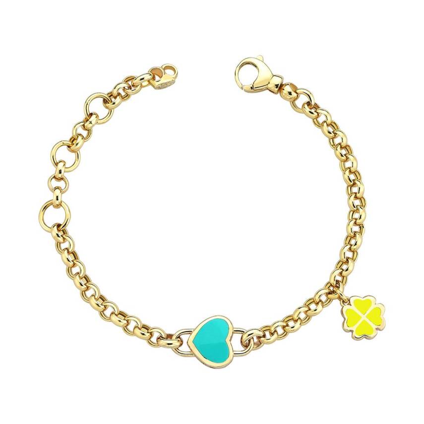 Cetaş Sarı Mineli Yonca Altın Çocuk Bileklik - CETAŞ