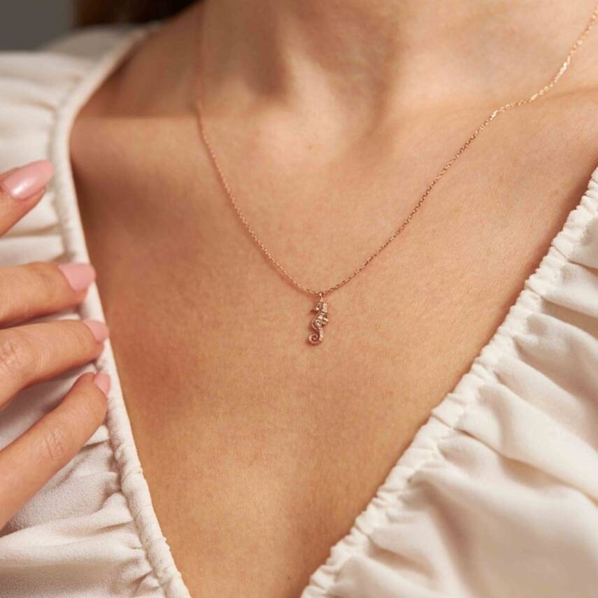 Deniz Atı Rose Altın Kolye - 1