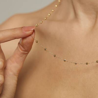 Dorika Toplu Altın Zincir Kolye - 2