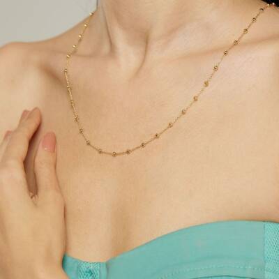 Dorika Toplu Altın Zincir Kolye - 1