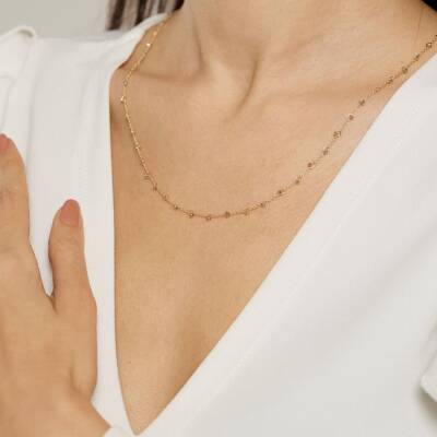 Dorikalı Minimal Zincir Altın Kolye - 1