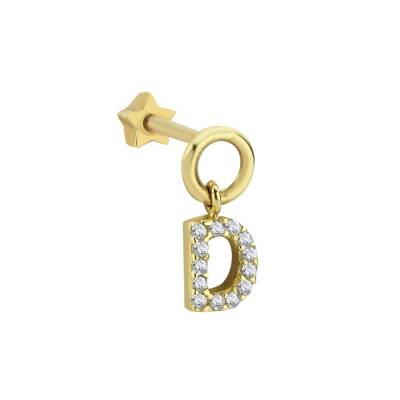 Harf Sallantılı Altın Tragus Piercing - 1