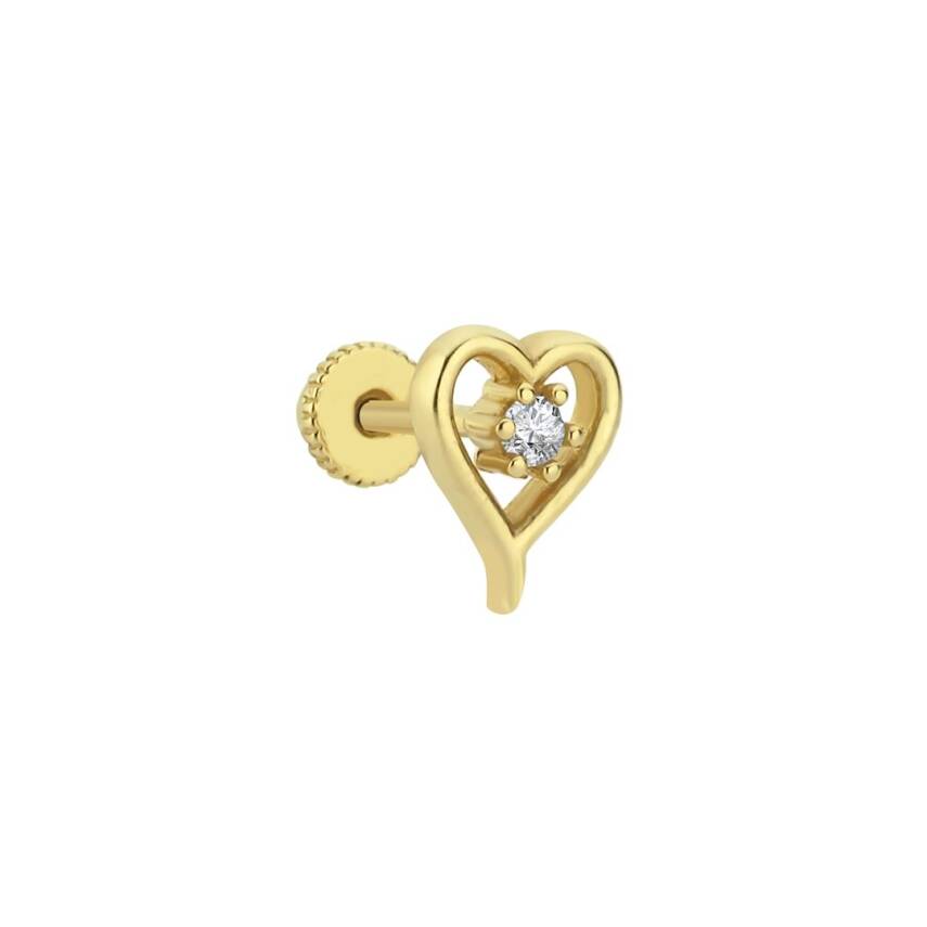 Kalpli Tektaş Altın Tragus Piercing - 1