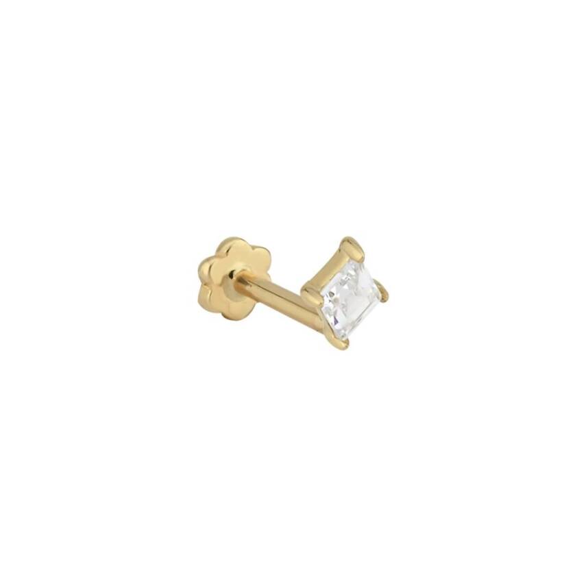 Kare Taşlı Altın Tragus Küpe - 1