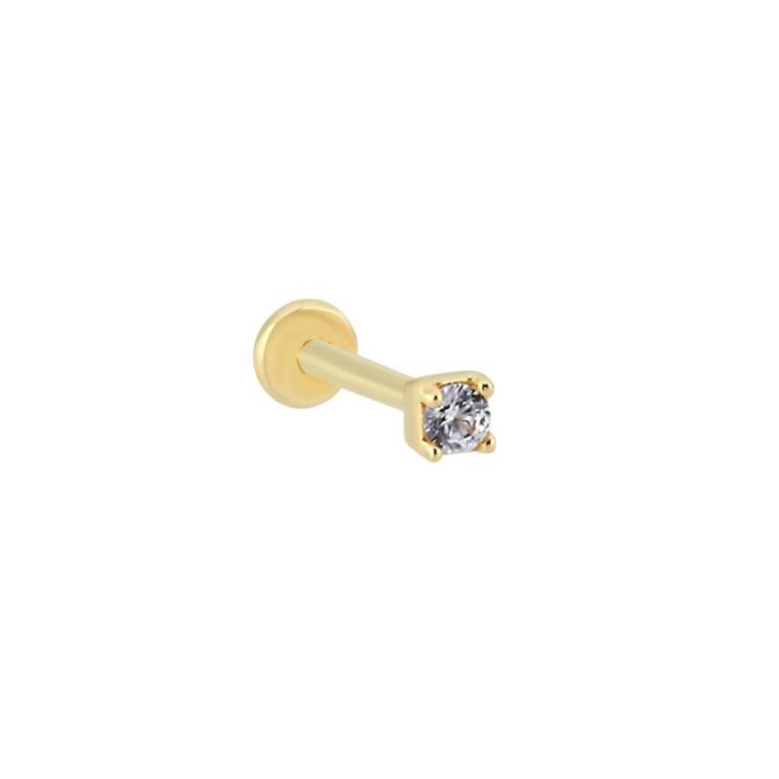 Kare Tektaş Altın Tragus Piercing - 1
