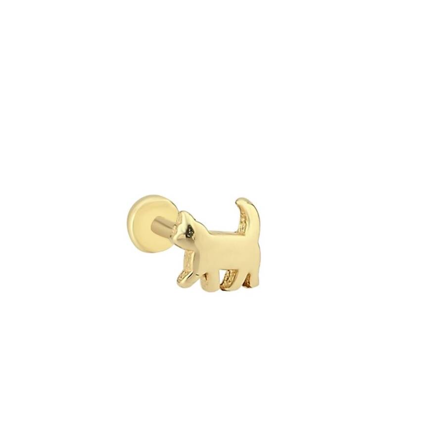 Kedi Figürlü Altın Tragus - 1