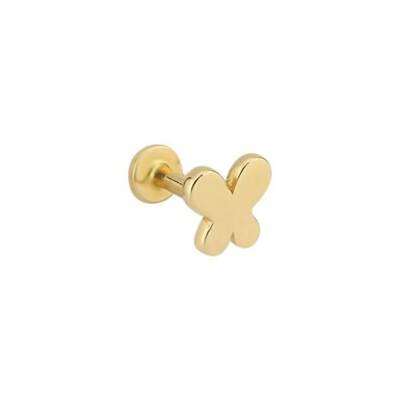 Kelebek Formlu Altın Tragus Küpe - 1