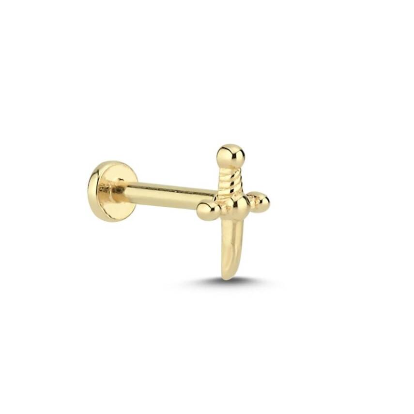 Kılıç Figürlü Altın Tragus Küpe - 1