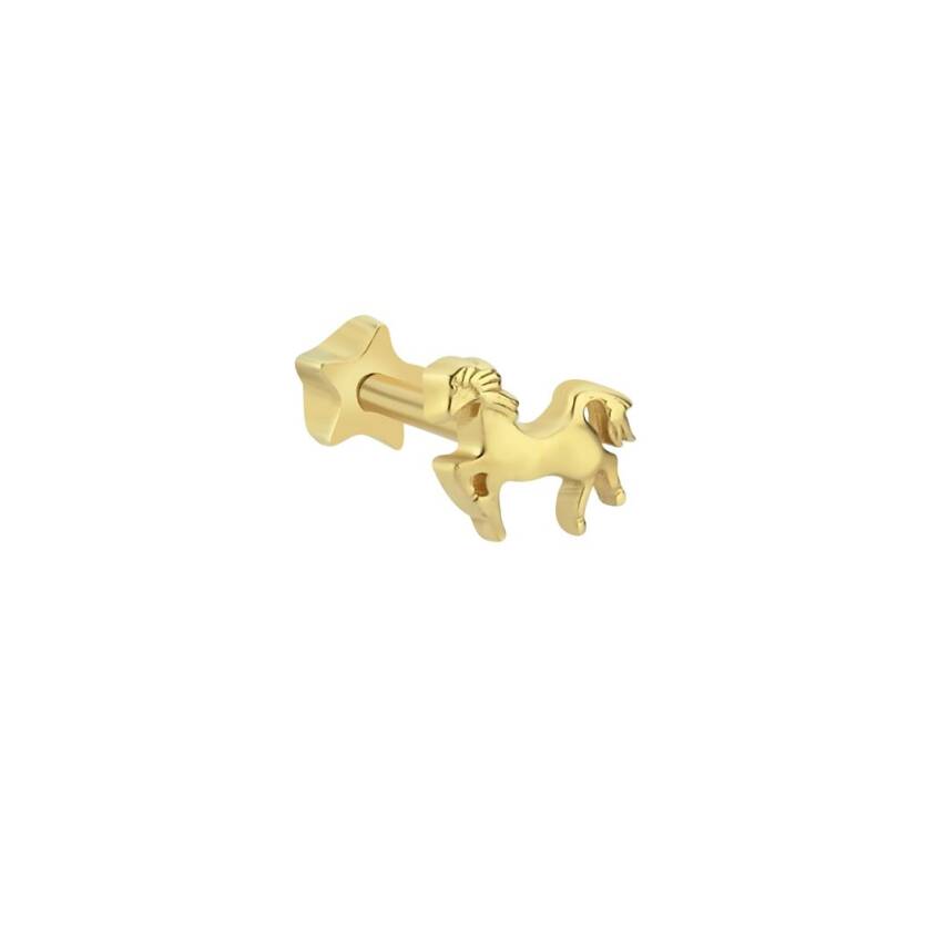Koşan At Fügürlü Altın Tragus Küpe - 1